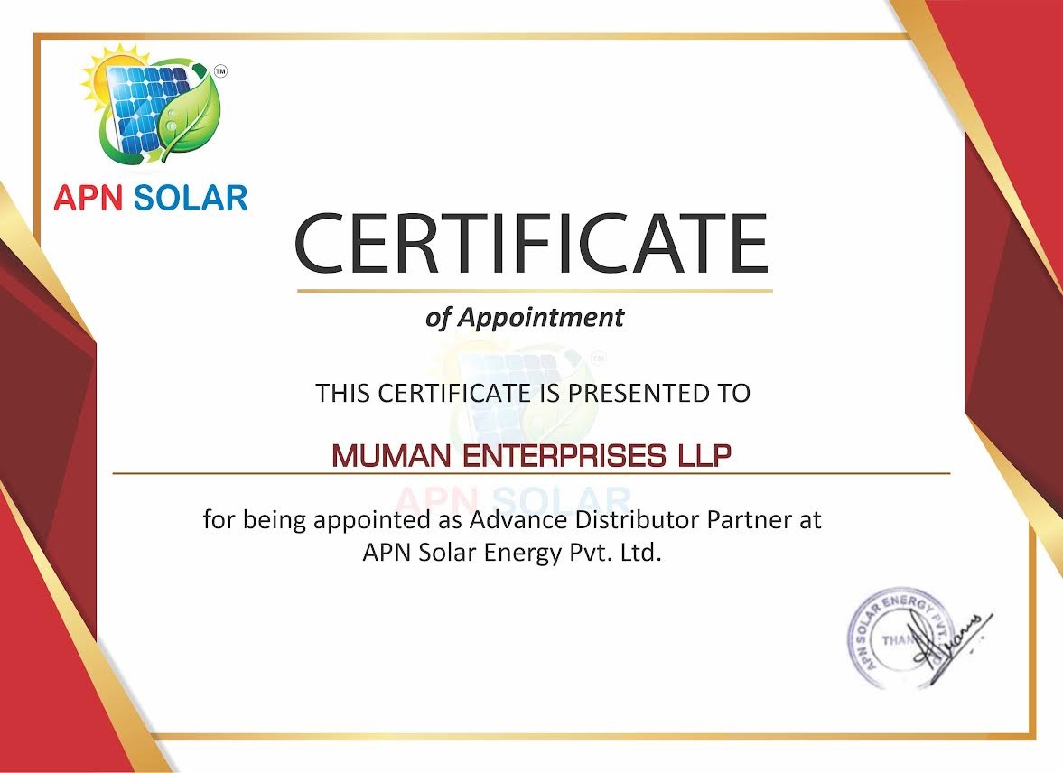 MUMAN ENTERPRISES LLP Partners with APN Solar